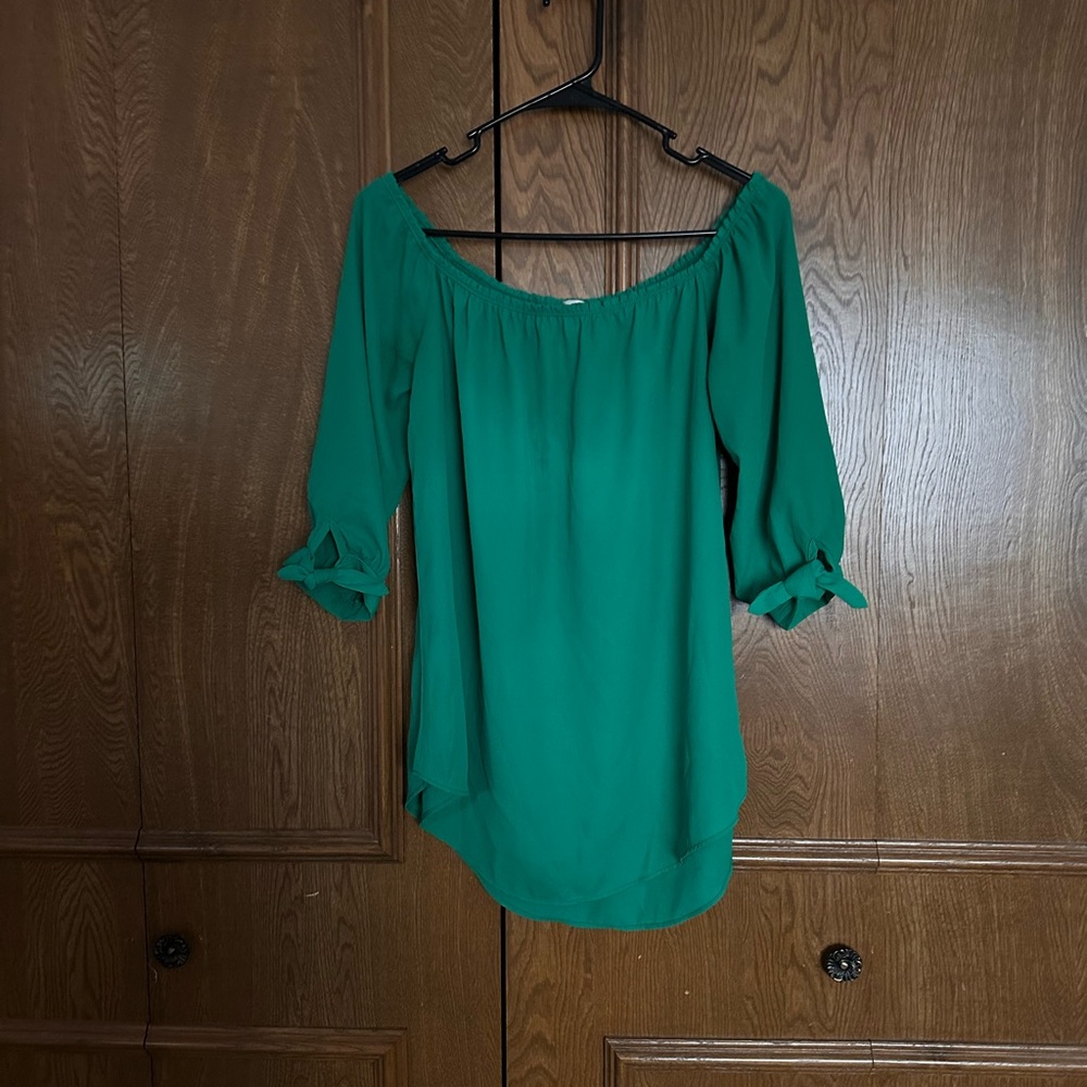 Moa Moa Teal Blouse with Bow Sleeves